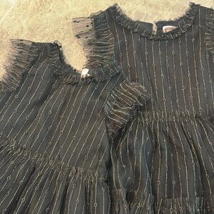 EUC • 2! Cat & Jack Black and Gold Kids Holiday Dress • size 6x and 7/8